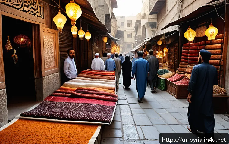 시리아의 주요 도시 소개 - A bustling traditional market scene in Damascus’ Al-Hamidiya Bazaar during daylight, filled with vib...